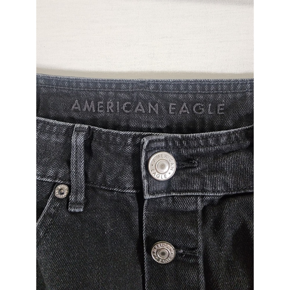 American Eagle Denim Skirt Womens 8 Black Button Front Mini A-Line Casual Jean - Picture 4 of 6